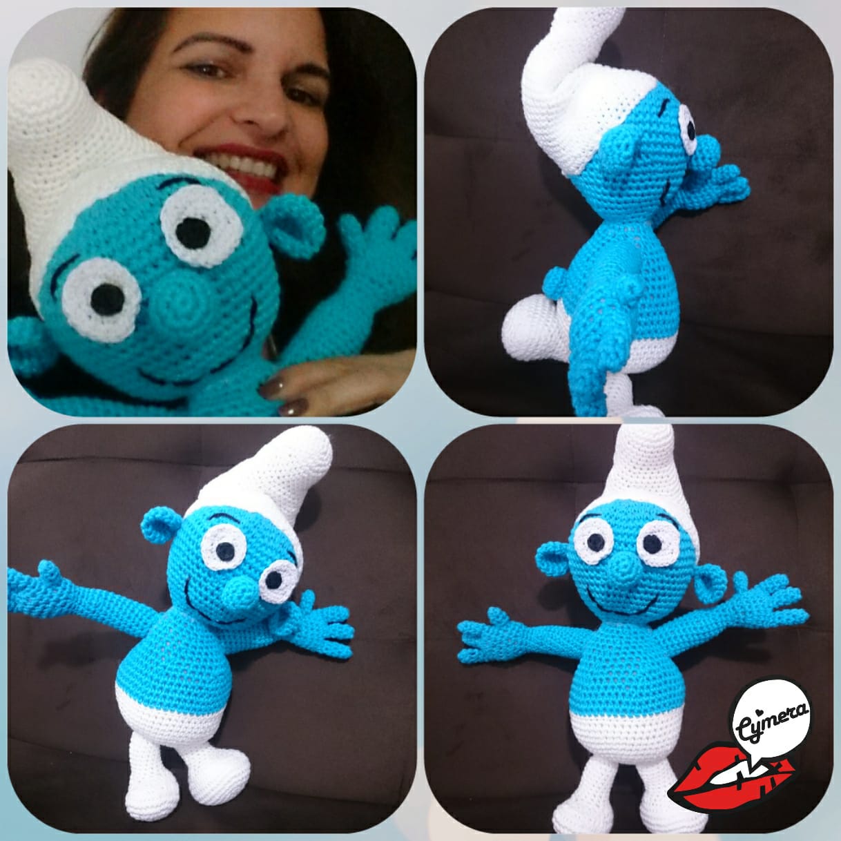 RECEITA DE SMURF DE CROCHÊ AMIGURUMI JUNTOS POR AÍ, FAZENDO ARTE!